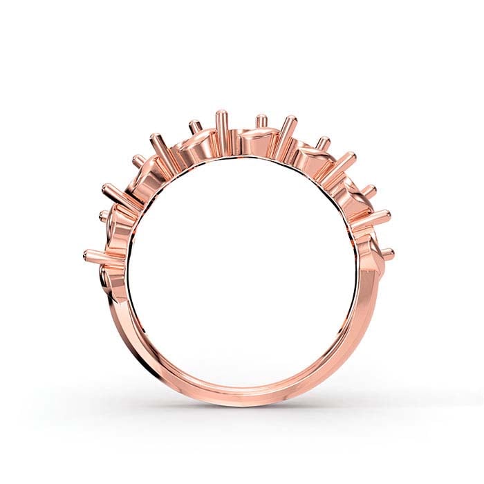 18K Rose Gold 3mm Round Seven Stone Ring Mounting