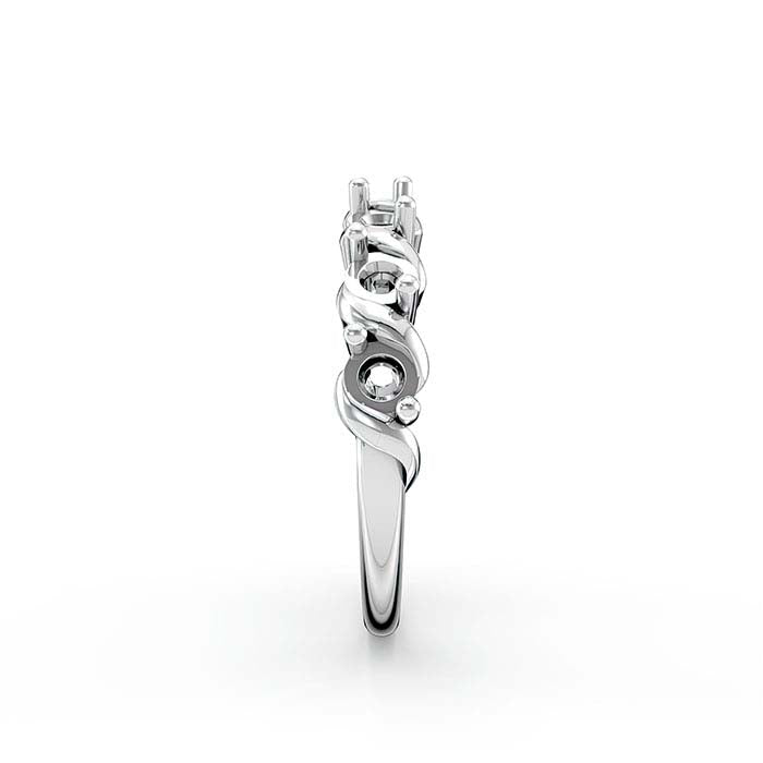 18K सफेद सोना 3mm गोल सात पत्थर अंगूठी माउंटिंग