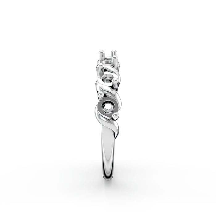 18K सफेद सोना 3mm गोल सात पत्थर अंगूठी माउंटिंग