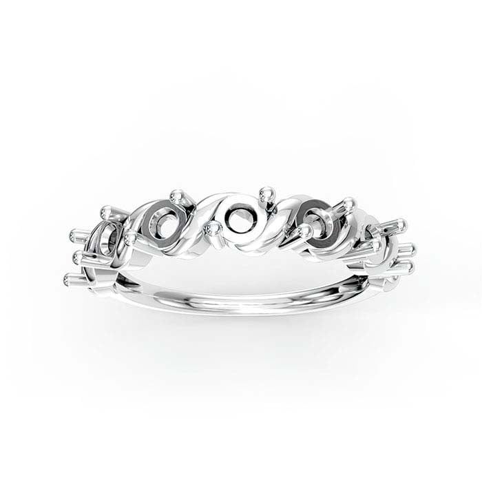 18K White Gold 3mm Round Seven Stone Ring Mounting