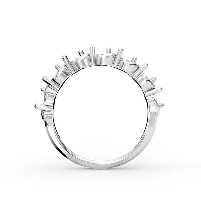 18K White Gold 3mm Round Seven Stone Ring Mounting