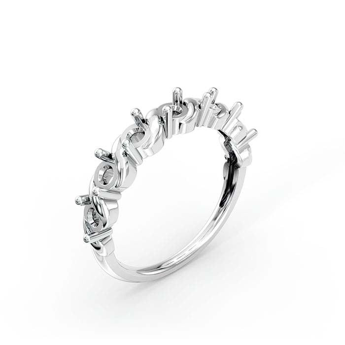 18K White Gold 3mm Round Seven Stone Ring Mounting