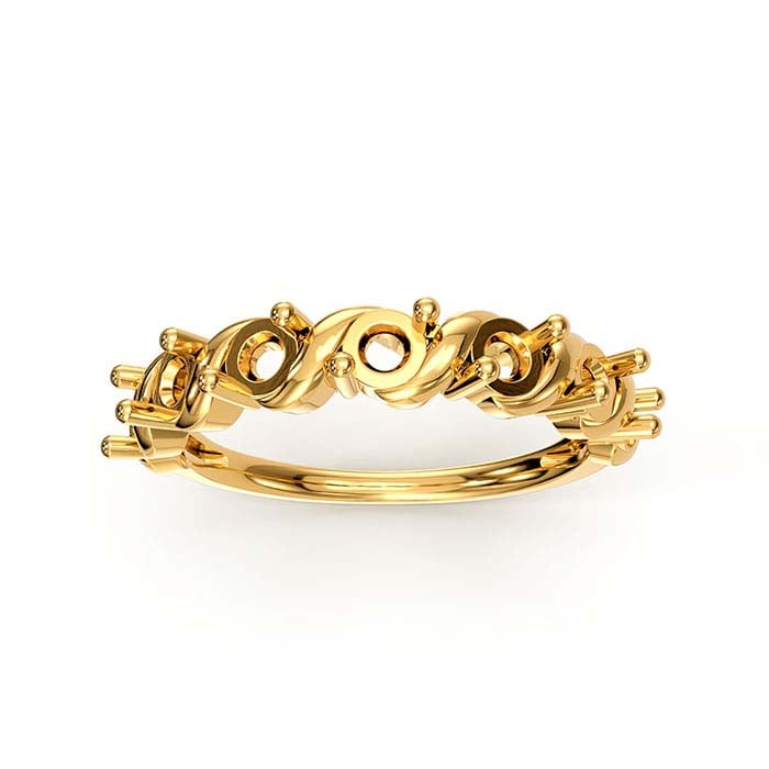 18K पीला सोना 3mm गोल सात पत्थर अंगूठी माउंटिंग