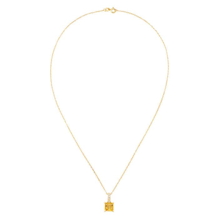 10K Yellow Gold Citrine- & Diamond-Set Necklace