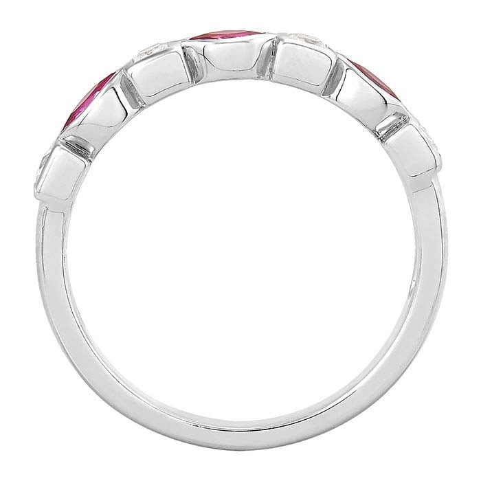 Sterling Silver Lab-Grown Ruby & White Sapphire-Set Ring