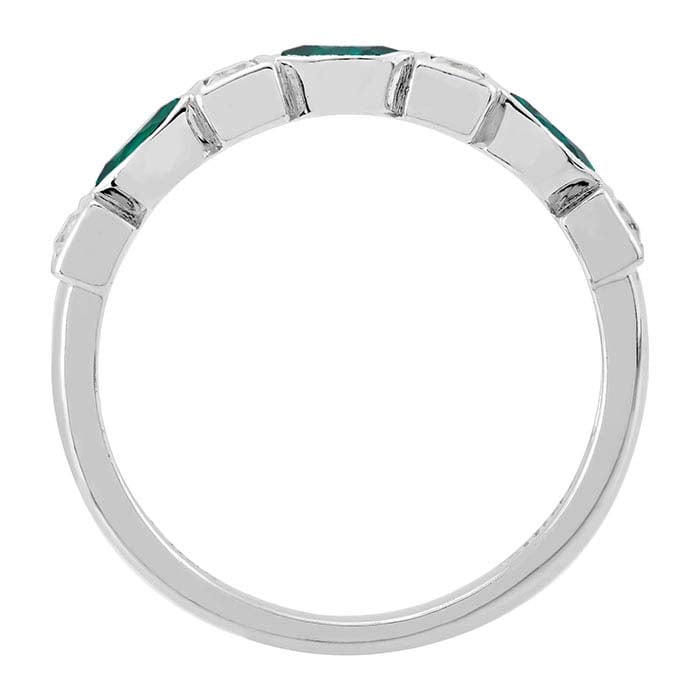 Sterling Silver Lab-Grown Emerald & White Sapphire-Set Ring