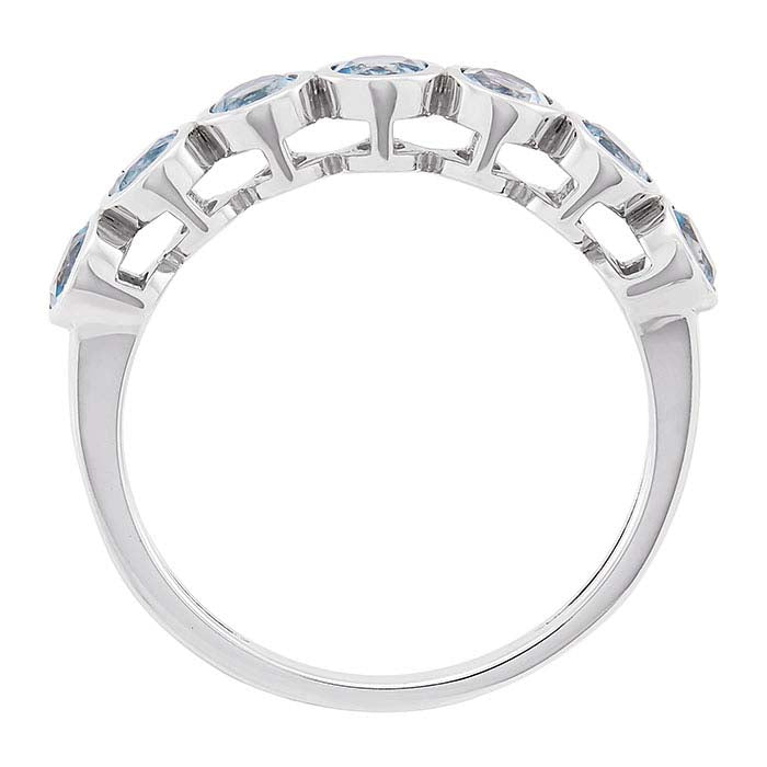 10K White Gold Aquamarine-Set Seven Stone Ring