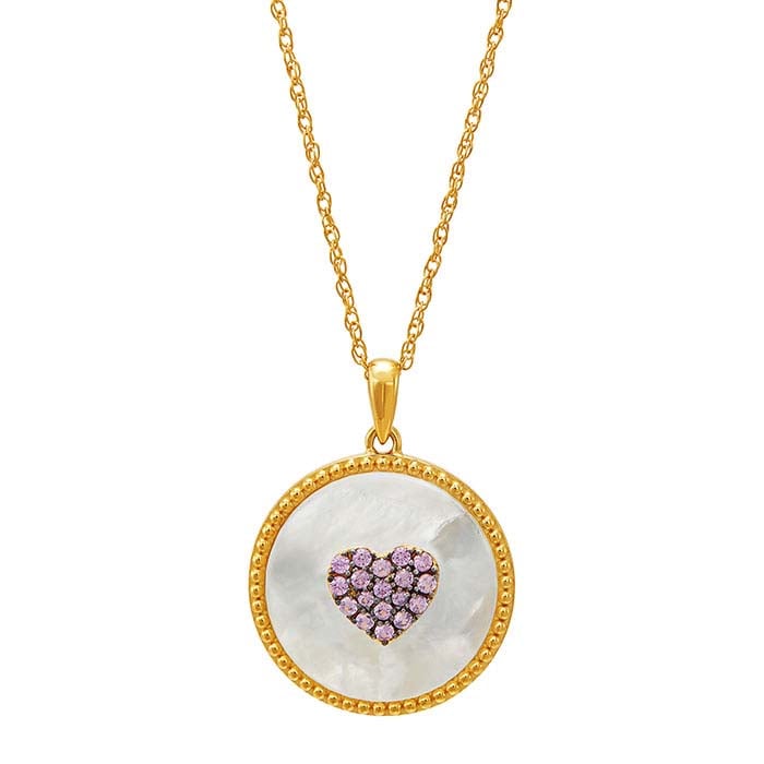 18K guldförgylld sterlingsilver sterlingsilver pärlemor & laboratorietillverkad rosa safir cirkel