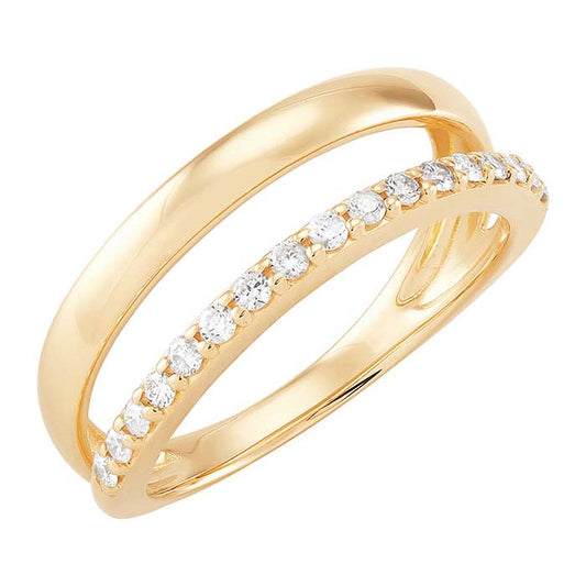 Anello diviso in oro giallo 10K con diamanti