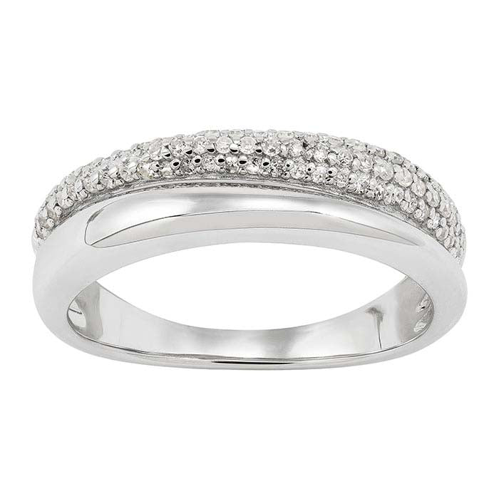 Sterling Silver Diamond-Set Double Row Band