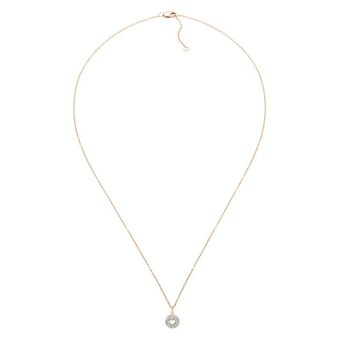 10K Yellow Gold Diamond-Set Heart Circle Necklace