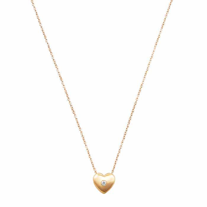 10K Yellow Gold Diamond-Set Small Heart Necklace