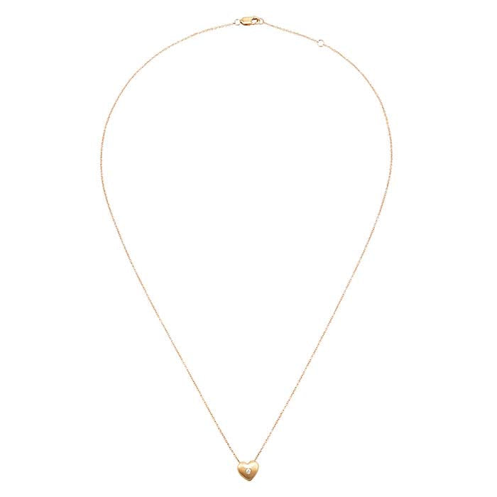 10K Yellow Gold Diamond-Set Small Heart Necklace