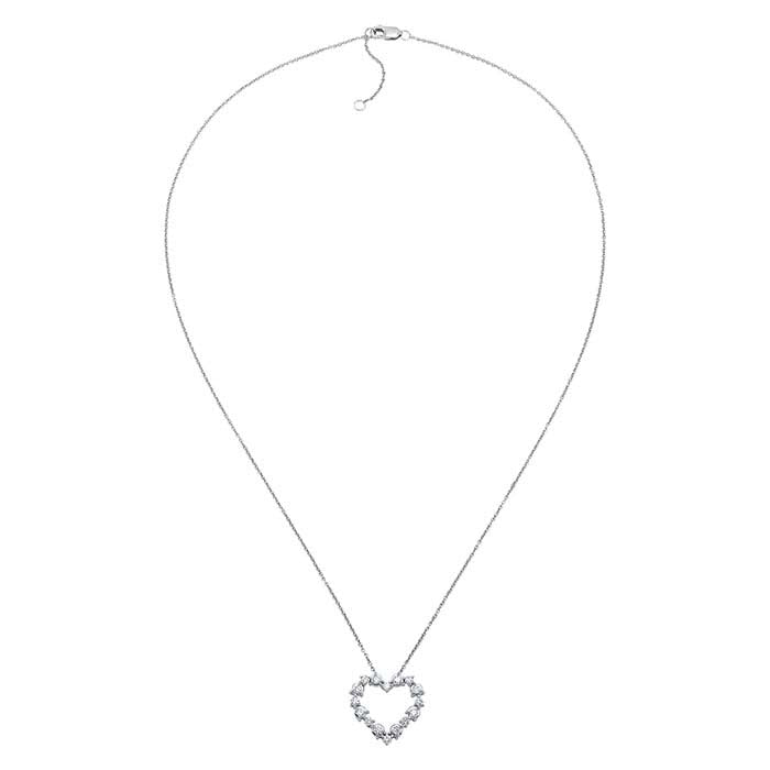 10K White Gold Diamond-Set Heart Necklace