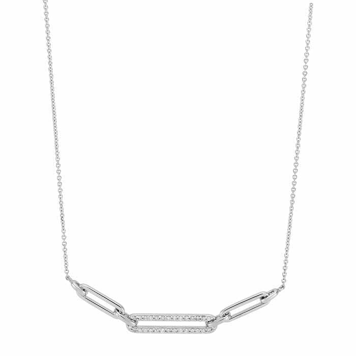 Sterling Silver Diamond-Set Chain Link Necklace