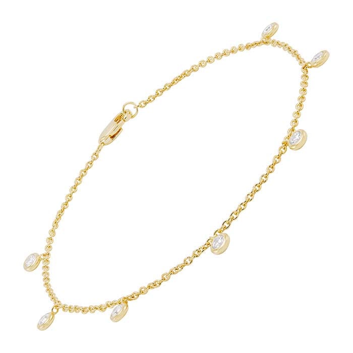 14K Yellow Gold Plated Sterling Silver CZ-Set Link Bracelet