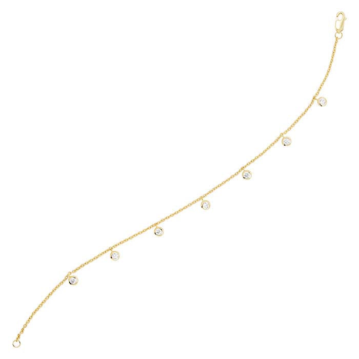 14K Yellow Gold Plated Sterling Silver CZ-Set Link Bracelet