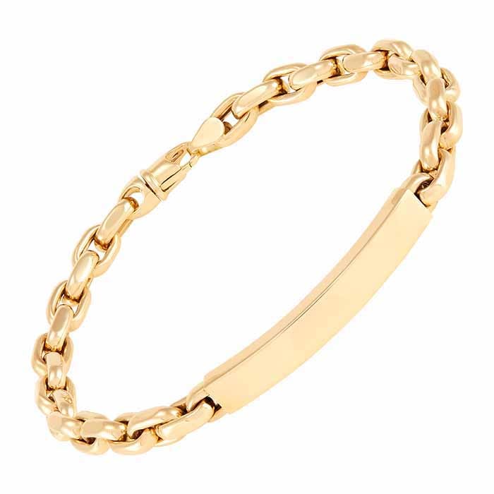 14K Yellow Gold Hollow Bar Chain Link Bracelet