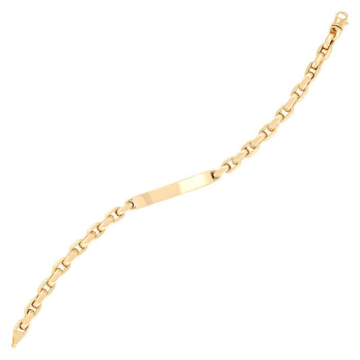 14K Yellow Gold Hollow Bar Chain Link Bracelet