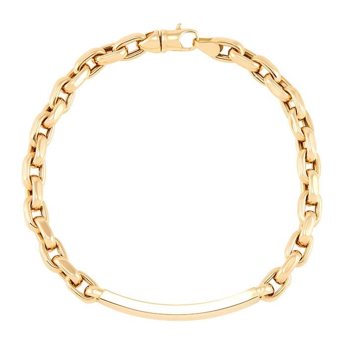 14K Yellow Gold Hollow Bar Chain Link Bracelet