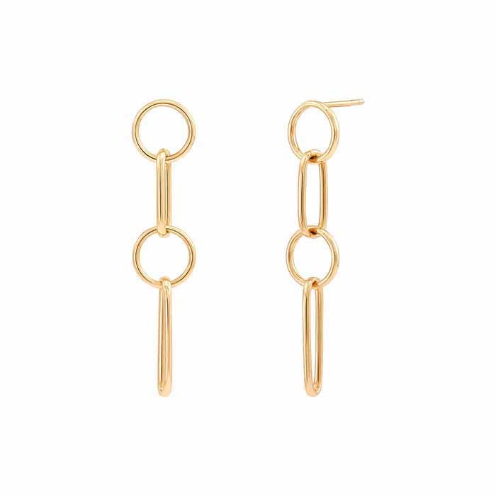 14K Yellow Gold Post Earrings with Oval Links