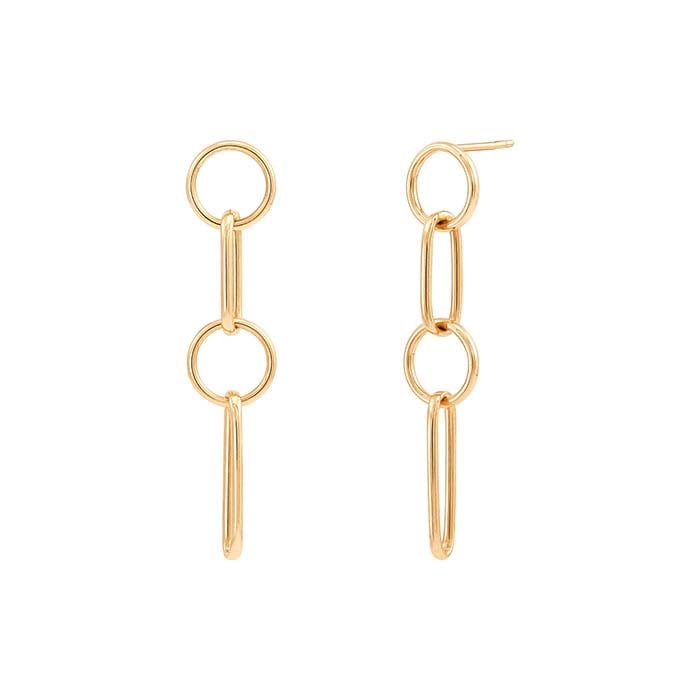 14K Yellow Gold Post Earrings with Oval Links