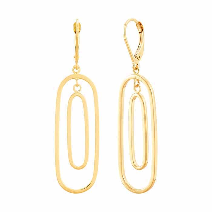 Orecchini a goccia ovali doppi graduati in oro giallo 14K