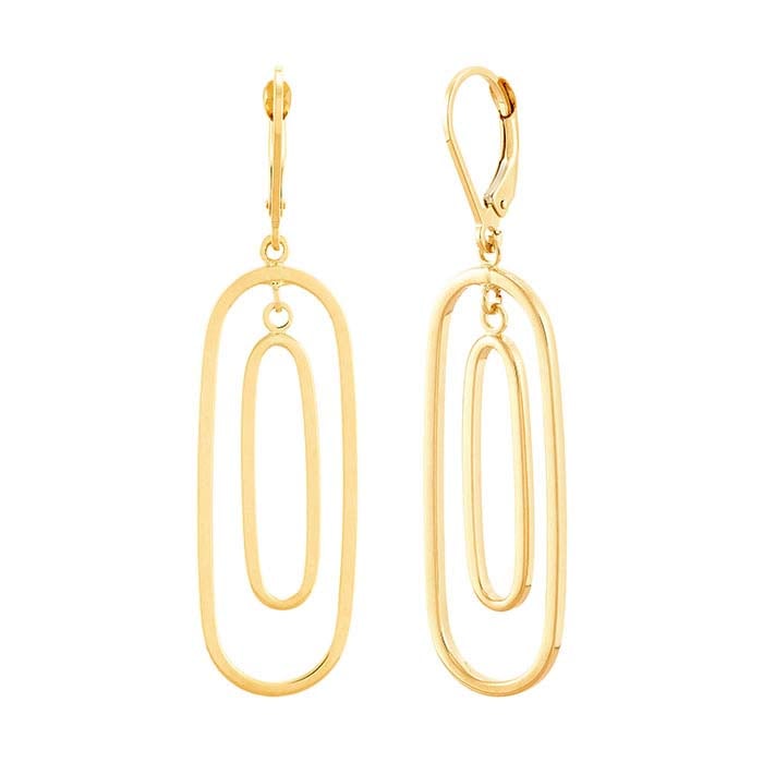 Orecchini a goccia ovali doppi graduati in oro giallo 14K