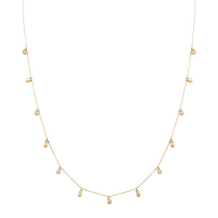 Κολιέ με Πολλαπλά Γούρια από 14Κ Κίτρινο Χρυσό με CZ