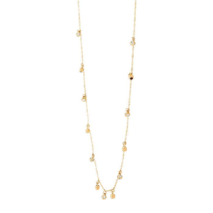 Κολιέ με Πολλαπλά Γούρια από 14Κ Κίτρινο Χρυσό με CZ