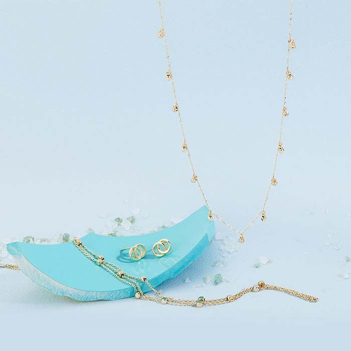 Κολιέ με Πολλαπλά Γούρια από 14Κ Κίτρινο Χρυσό με CZ