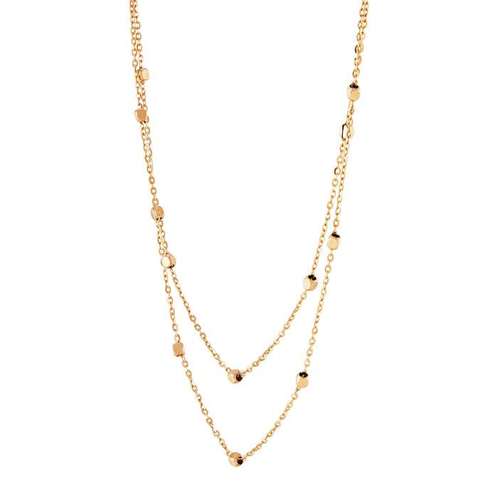 Κολιέ Σταθμός με Διπλή Στρώση Χαντρών από Κίτρινο Χρυσό 14Κ