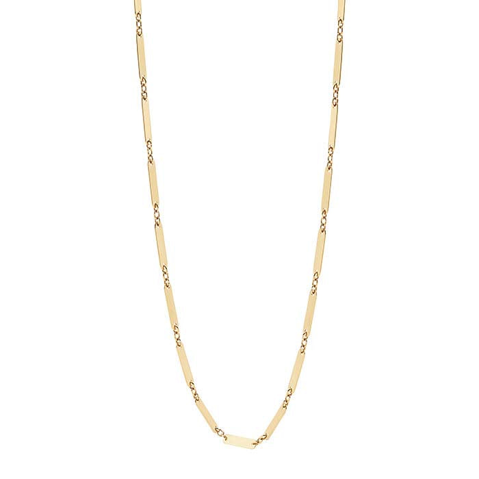 14K Yellow Gold Long Bar Link Necklace