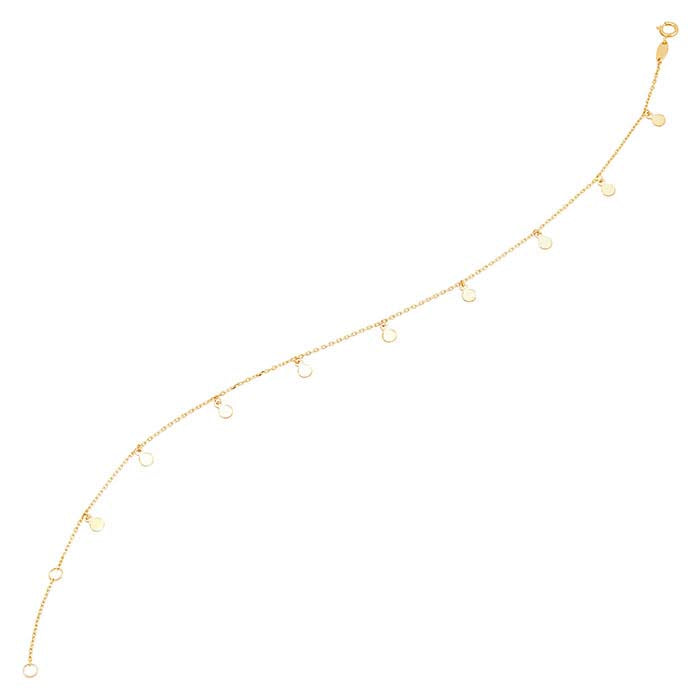 14K Yellow Gold Bracelet with Disc Dangles