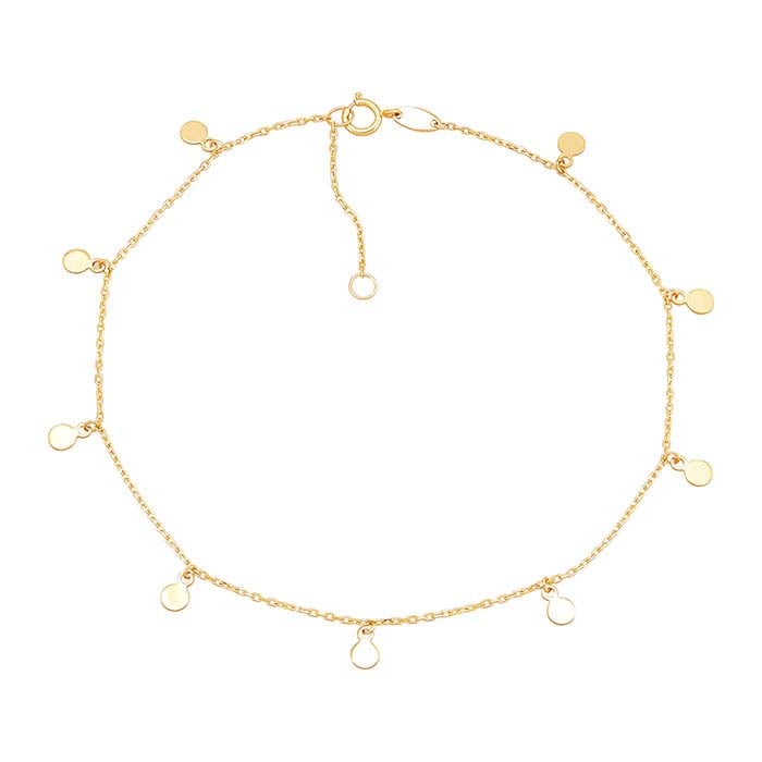 14K Yellow Gold Bracelet with Disc Dangles