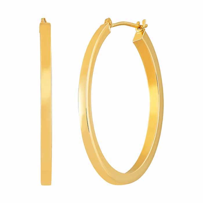 14K Yellow Gold Square Tube Hoop Earrings