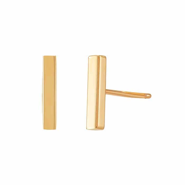 Orecchini a perno a barra in oro giallo 14K