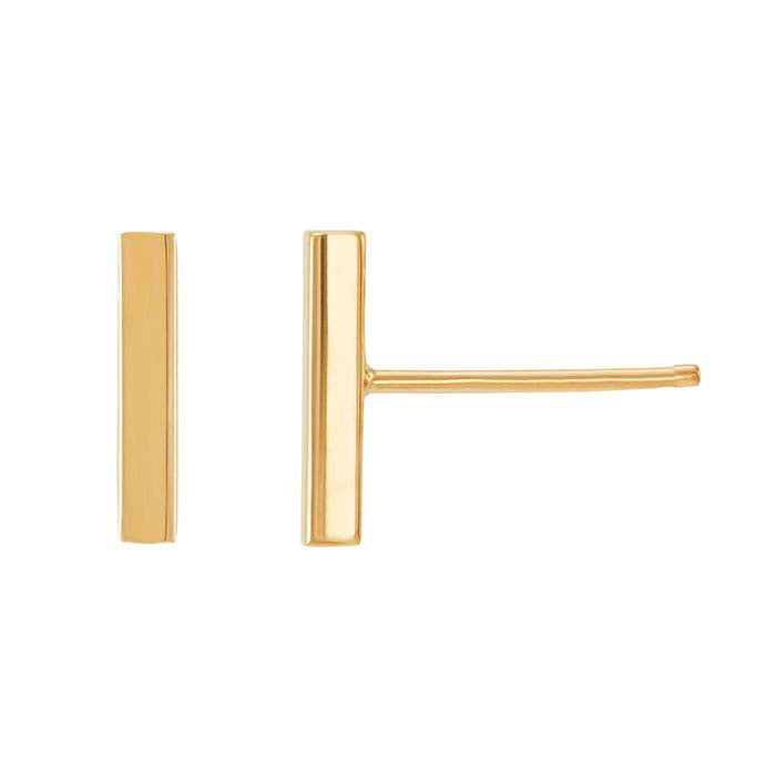 Orecchini a perno a barra in oro giallo 14K