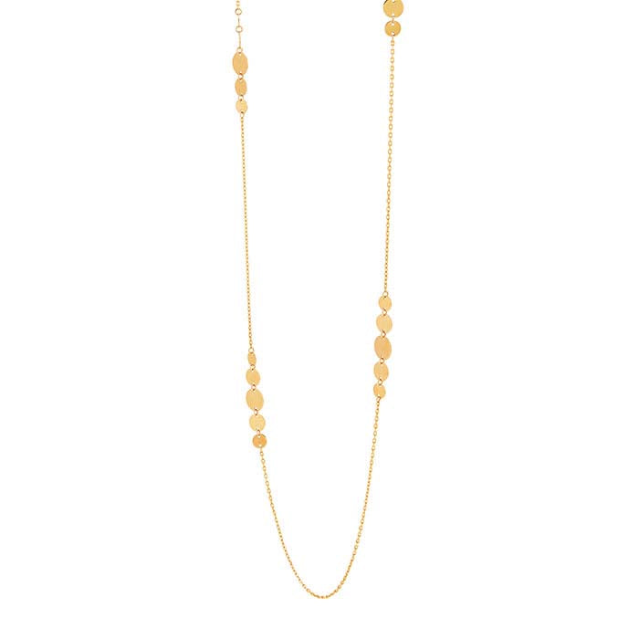 14K Yellow Gold Gradual Disc Station Necklace