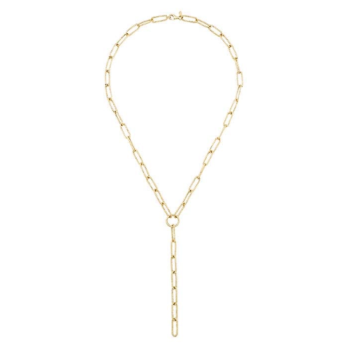 Collar tipo lazo con cadena de clip de 5,5 mm en oro amarillo de 14 quilates