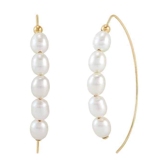10K Yellow Gold Freshwater Pearl Drop Earrings