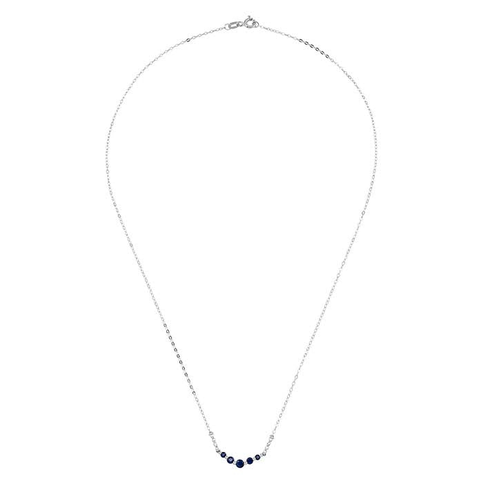 10K White Gold Sapphire- & Diamond-Set Necklace