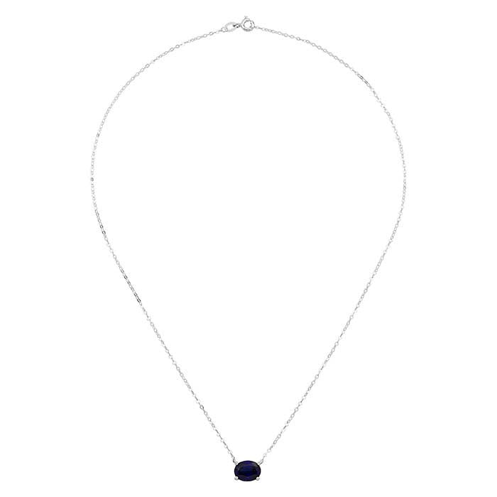 10K White Gold Lab-Grown Sapphire-Set Necklace