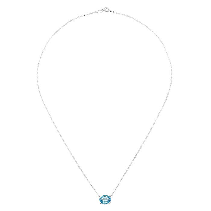 10K White Gold Swiss Blue Topaz-Set Necklace
