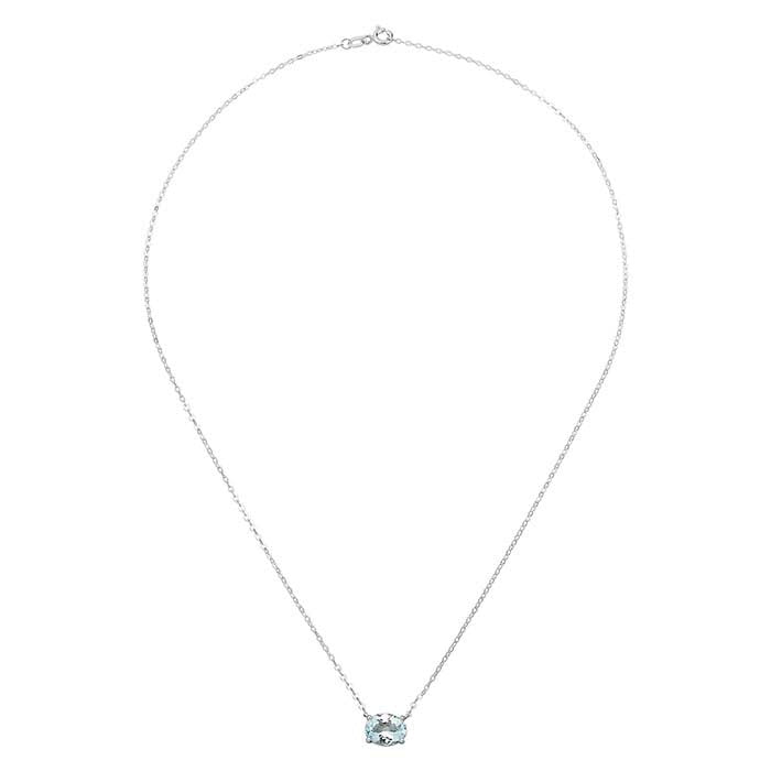10K White Gold Aquamarine-Set Necklace