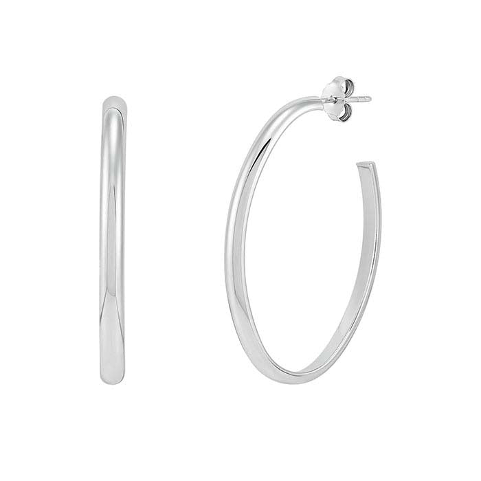 Sterling Silver Oval Tube Hoop Earrings