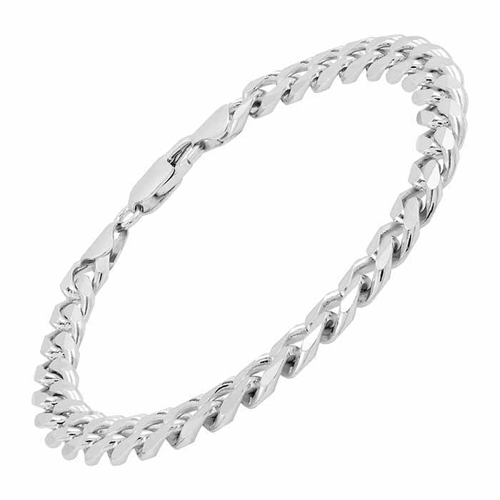 Sterling Silver 7.8mm Flat Curb Chain Bracelet