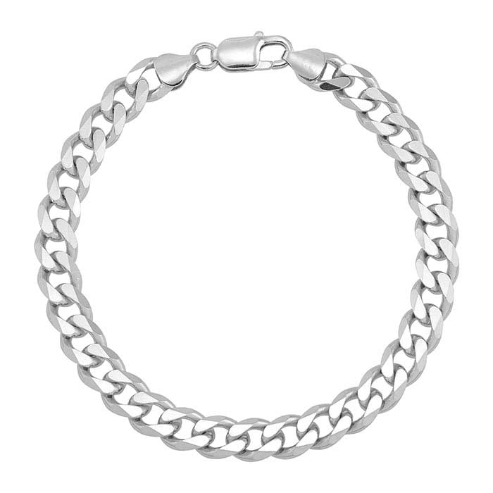 Sterling Silver 7.8mm Flat Curb Chain Bracelet