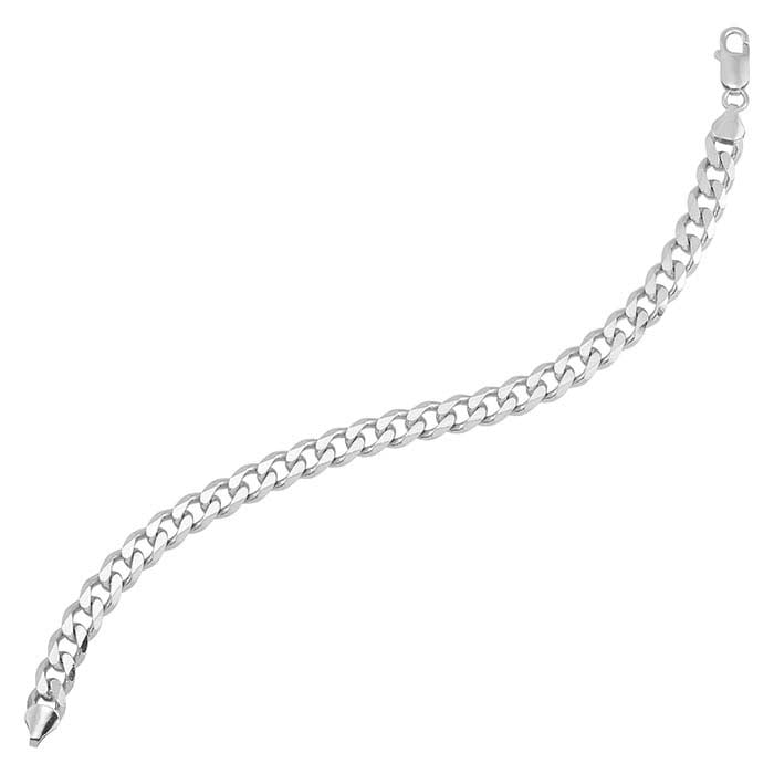Sterling Silver 7.8mm Flat Curb Chain Bracelet