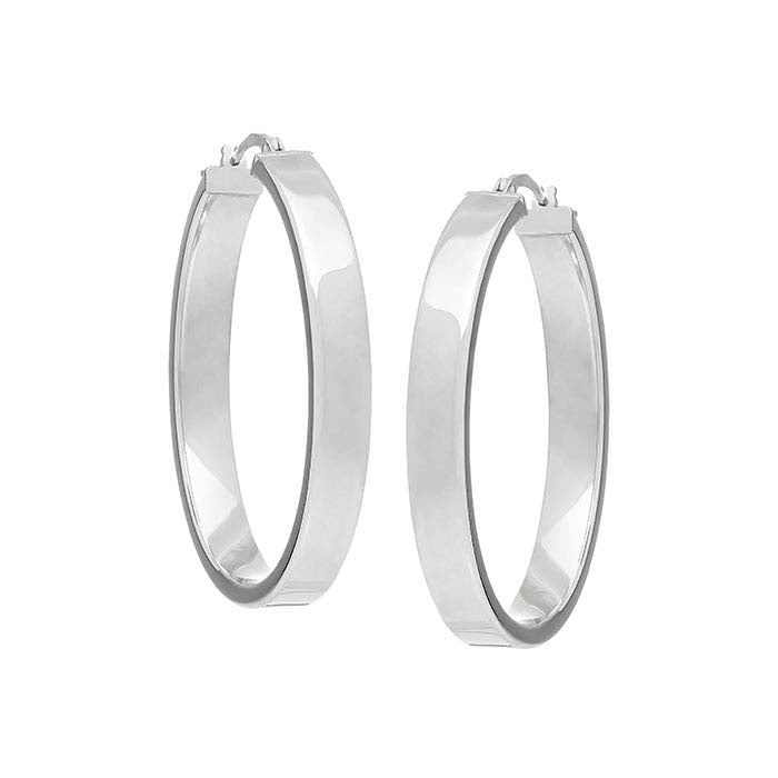 Sterling Silver Wide Oval Hoop Earrings